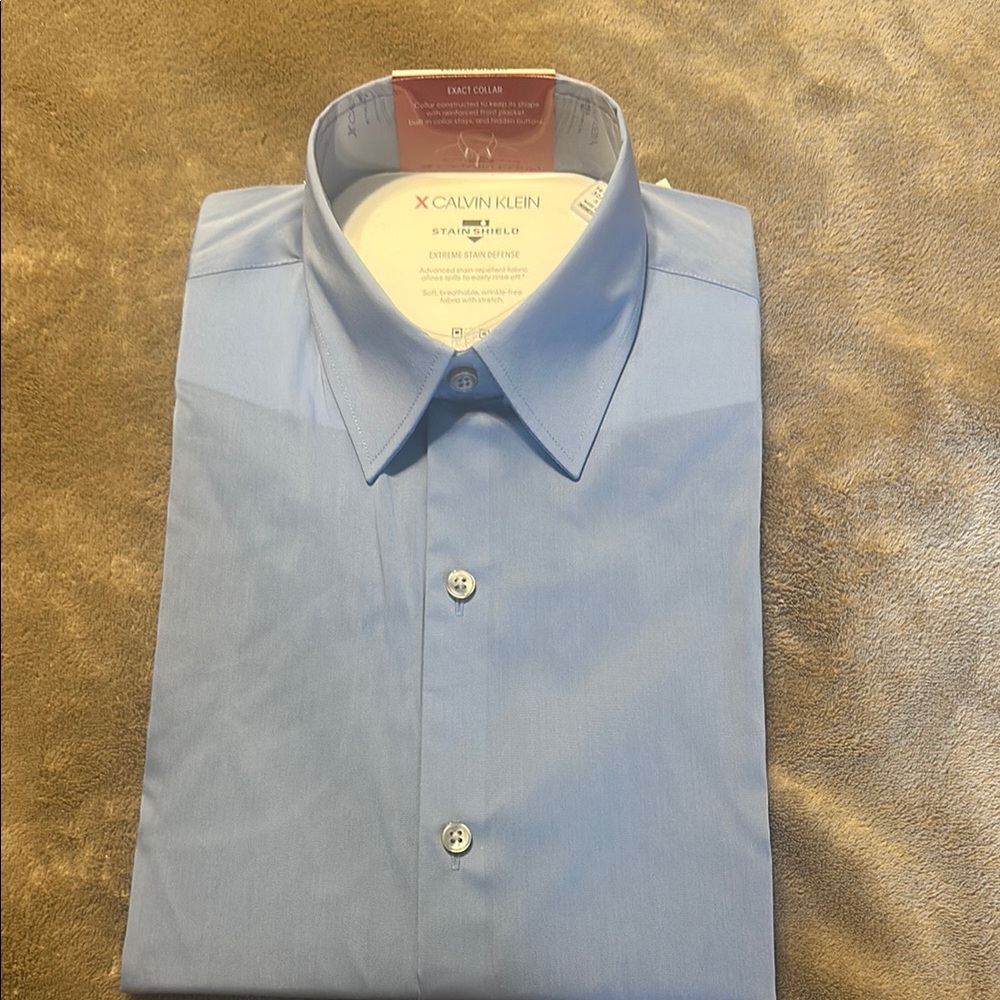 Calvin Klein Blue Dress Shirt Classic Formal Style